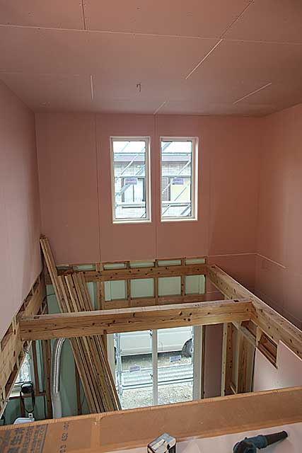 内部・2階 吹抜下地施工