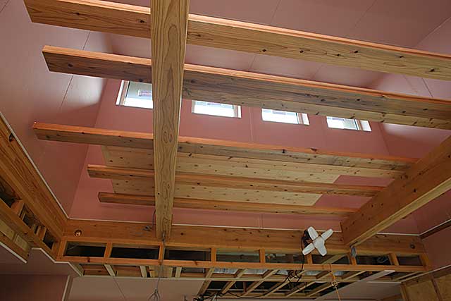 内部・リビング吹抜下地施工